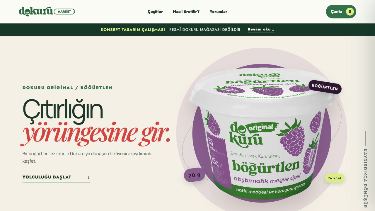 Dokuru Market konsept e-ticaret sitesi